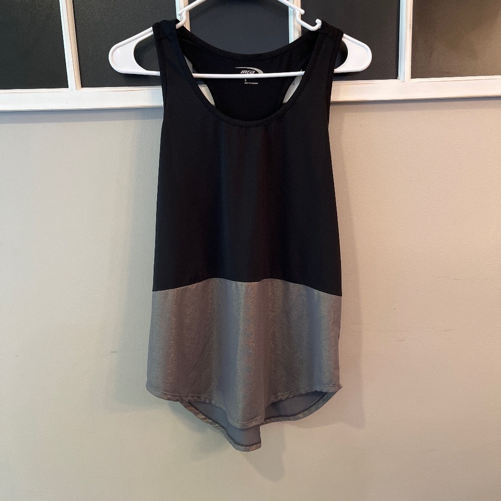 Womens size small MTA sports racer back tank top.